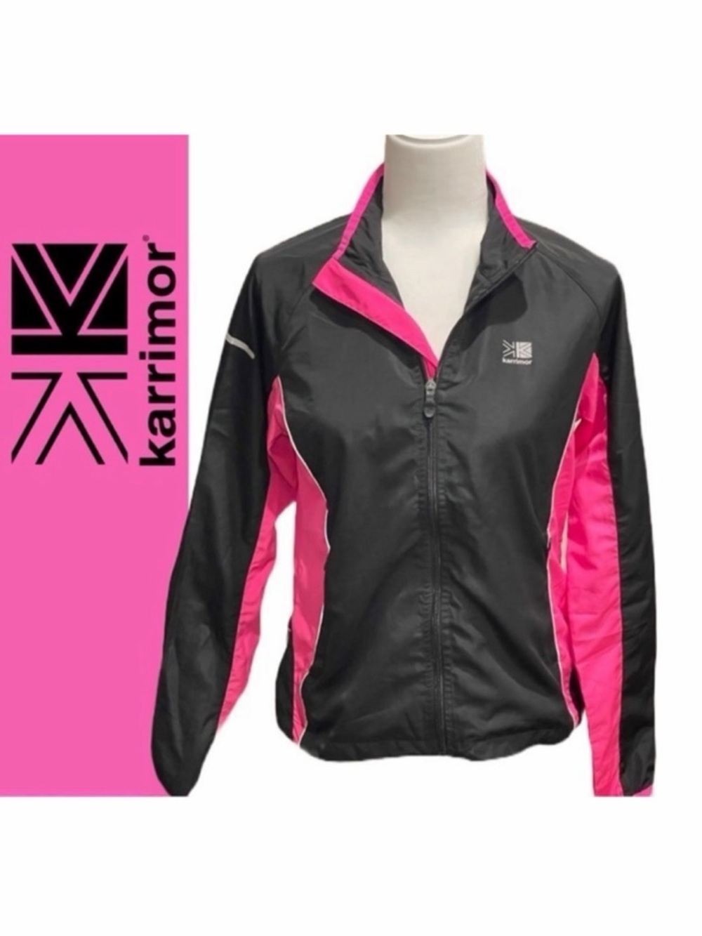 Karrimor Run Women’s Black and‎ Pink Zipper Reflective Jacket - Size 4